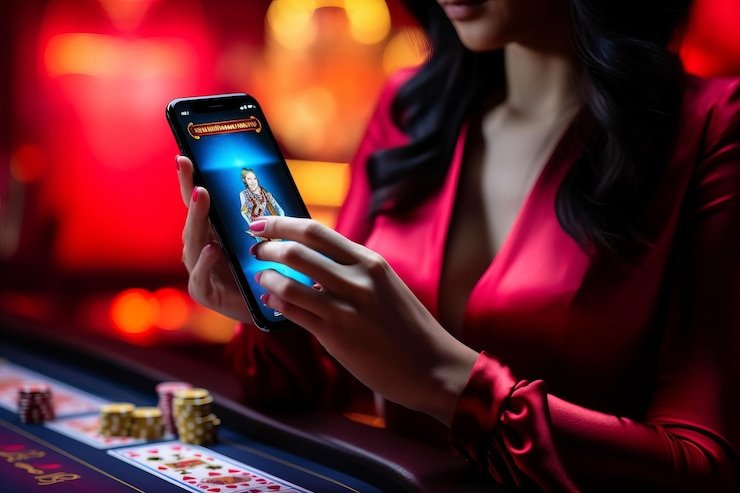 Ilustrasi proses deposit dan penarikan dana melalui perangkat mobile dengan icon uang digital